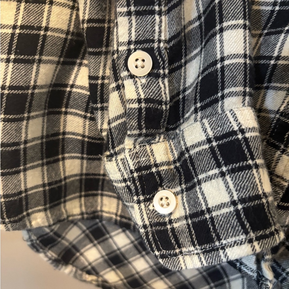 Lucky Brand Black and White Checkered Flannel Button-Down Shirt - Picture 4 of 9